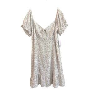 Wild Fable Milkmaid Dress Womens Size XL Ivory Pink Yellow Flowers Babydoll Y2K